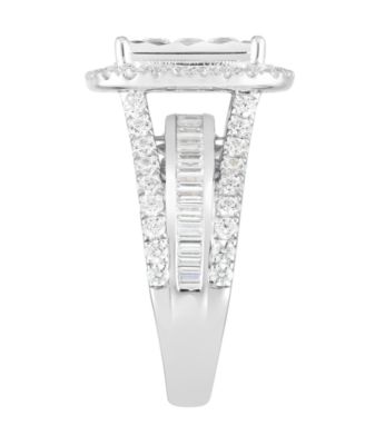 Diamond Princess Cluster Halo Ring (2 ct. t.w.) in 10k White Gold