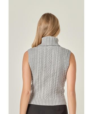 Women's Cable Mock Neck Knit Top