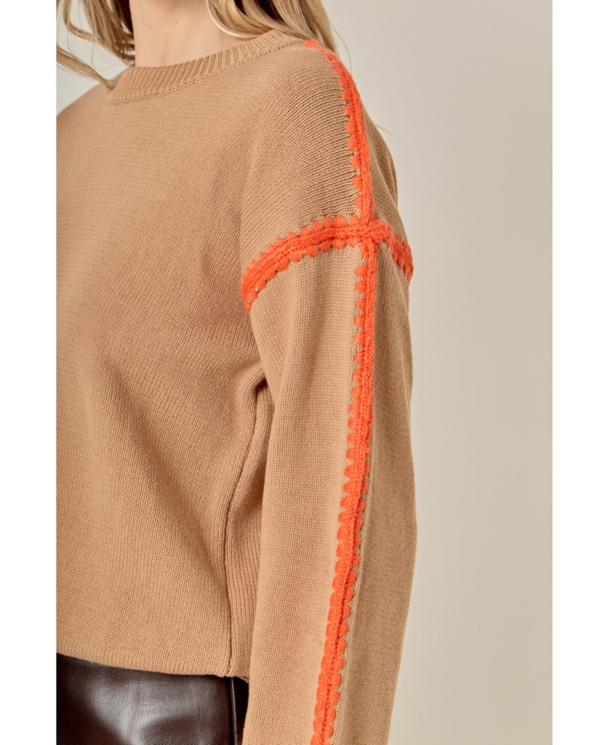 English Factory Women's Stitch Detailed Crew Neck Knit