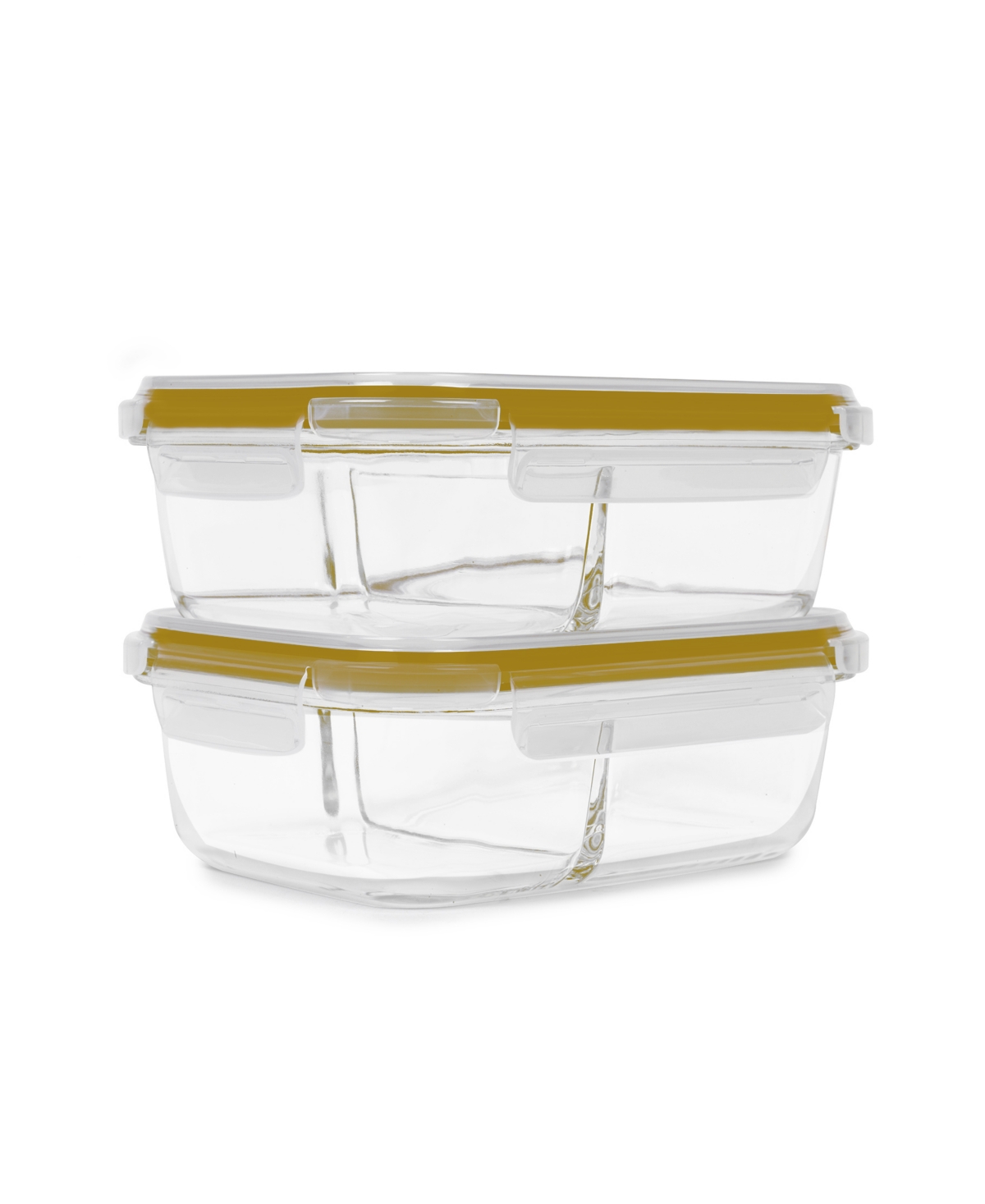 Sedona Kitchen 2-pack Divided Glass Storage Set In Yellow