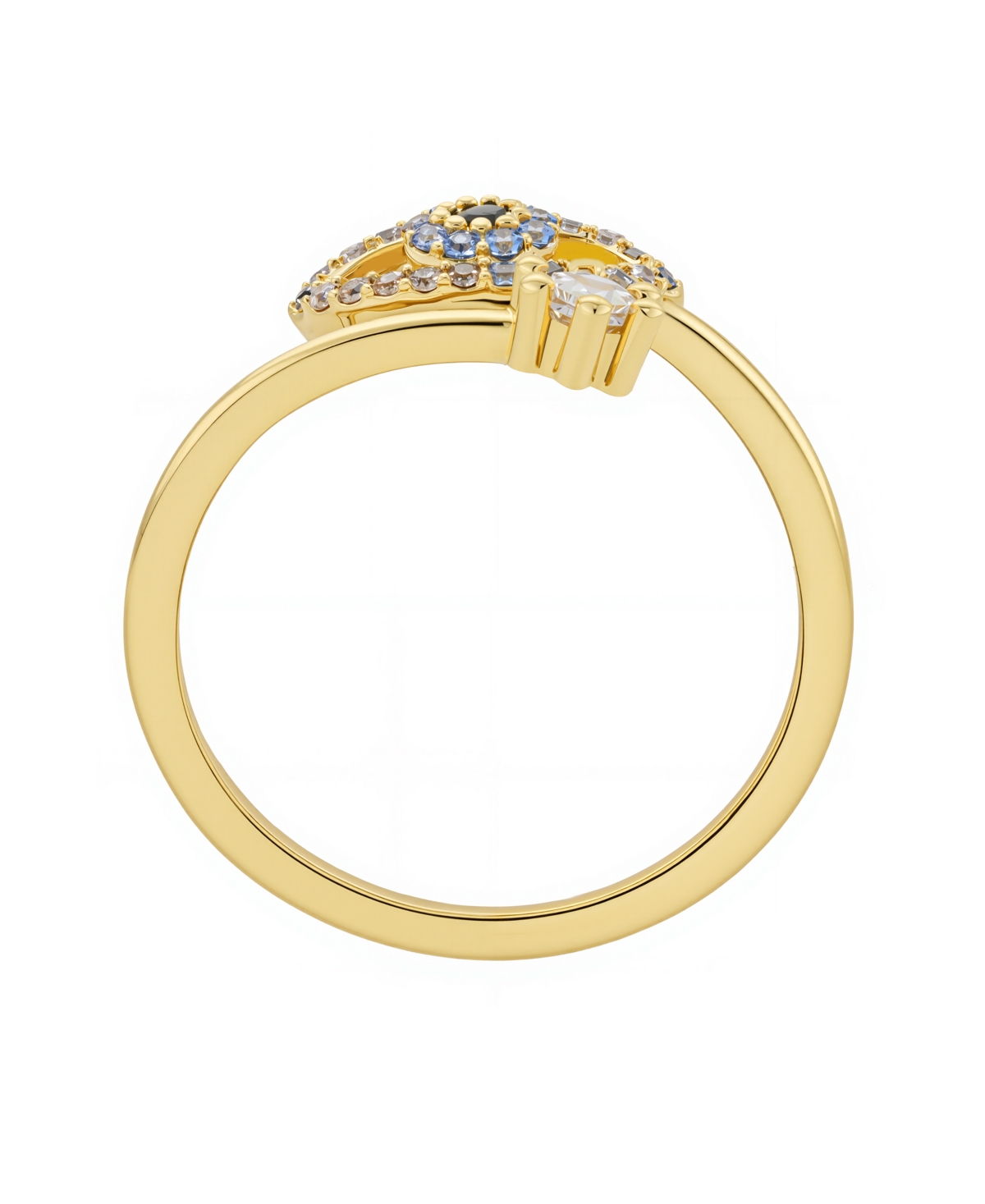 Unwritten Cubic Zirconia Gold Plated Evil Eye Bypass Ring In Gold