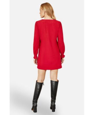 Women's Long Sleeve V-Neck Mini Dress