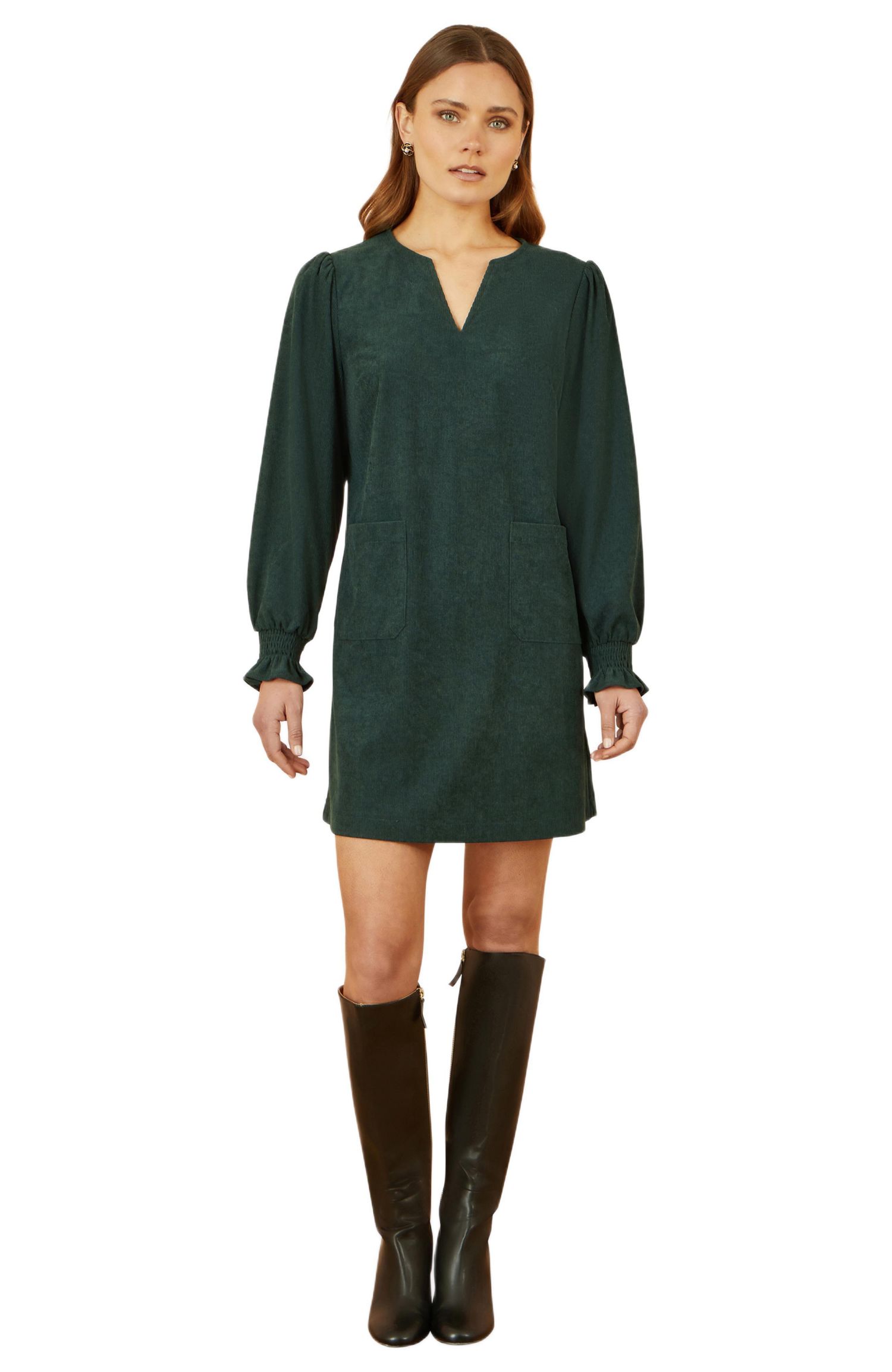 Women's Long Sleeve V-Neck Mini Dress