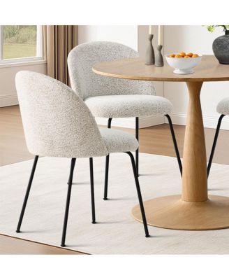 5-Piece Round Dining Table Set, 39.5'' MDF Wood Top with Metal Base and Upholstered Chairs for Small Spaces-Maison Boucle