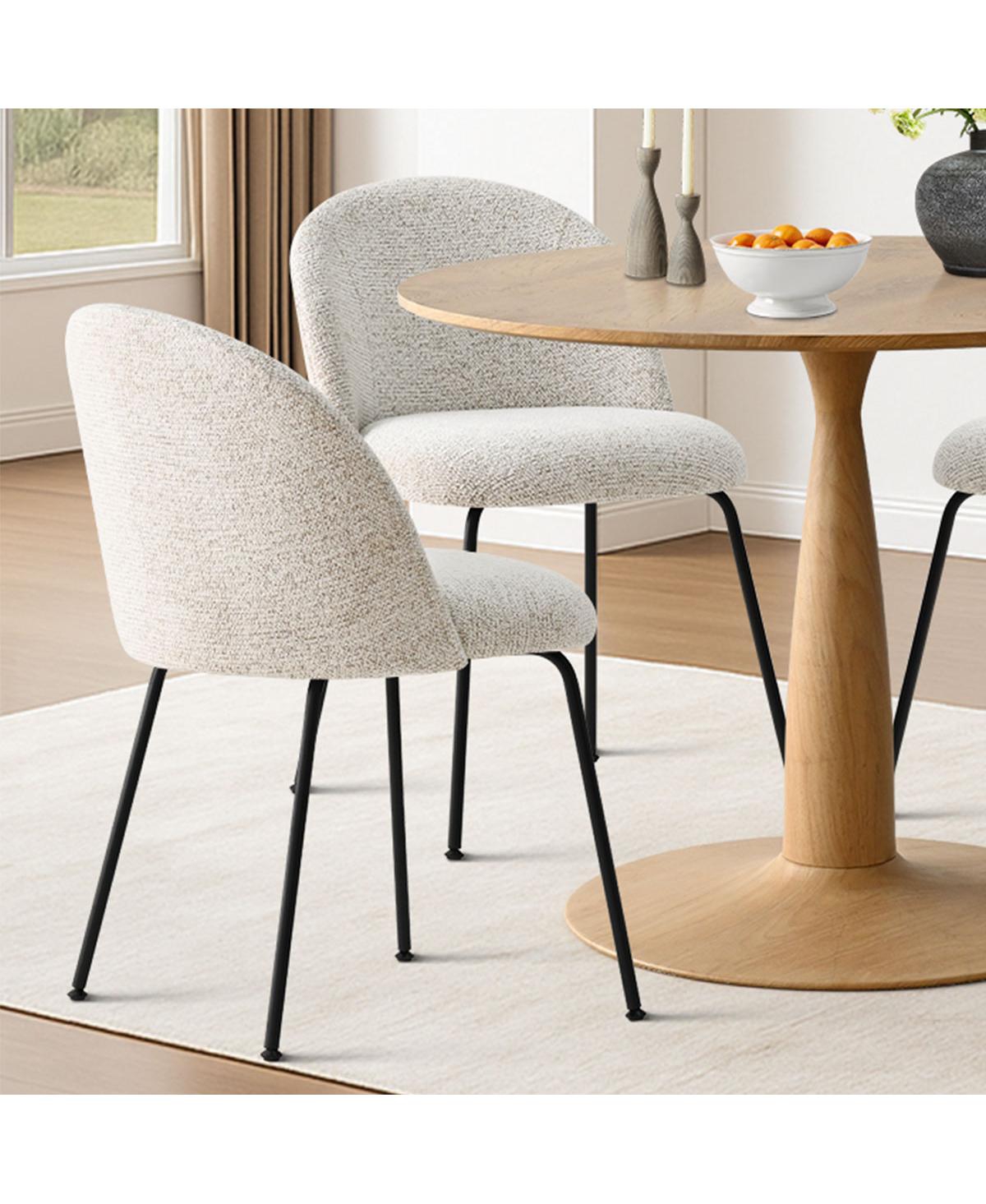 5-Piece Round Dining Table Set, 39.5'' Mdf Wood Top with Metal Base and Upholstered Chairs for Small Spaces-Maison Boucle