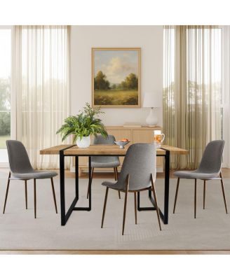 5-Piece Dining Table Set, 59'' Rectangular MDF Wood Top Table with Metal Frame and Upholstered Chairs for Kitchen or Apartment-Maison Boucle