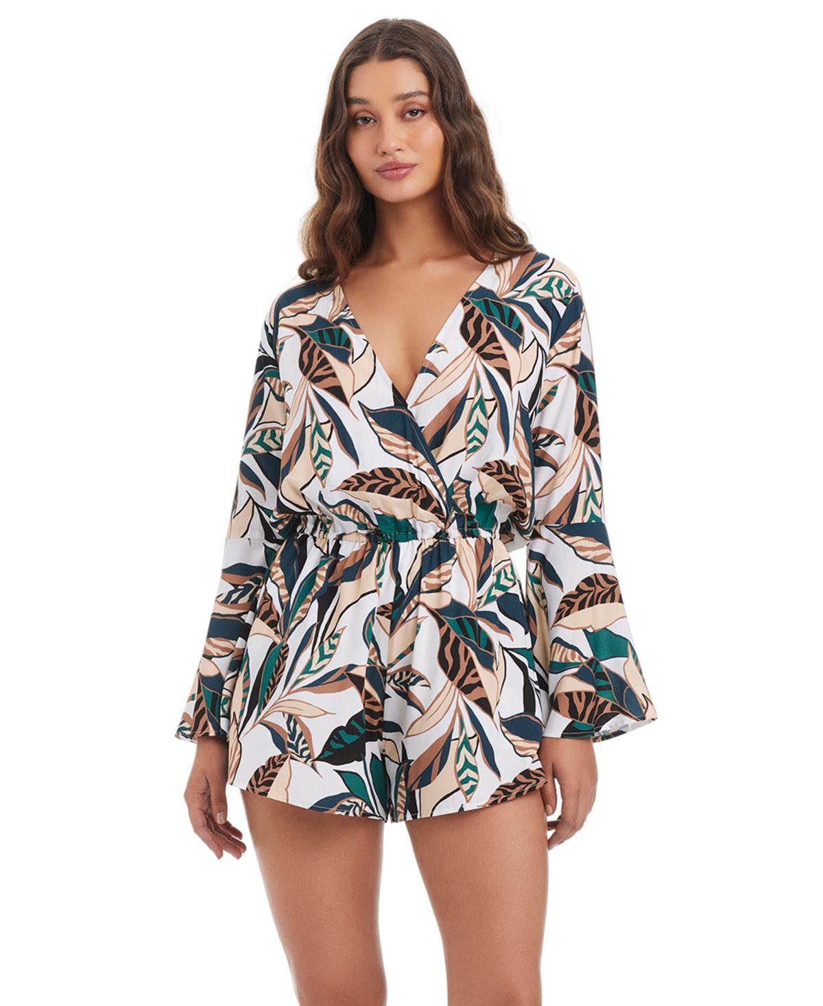 Bar Iii Women's Safari Chic Wrap Long-Sleeve Romper, Macy's Exclusive