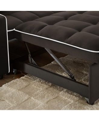 2-Seater Sofa Bed with Pull Out Sleeper, USB & Type-C Charging, Adjustable Backrest, Modern Velvet Loveseat for Small Spaces