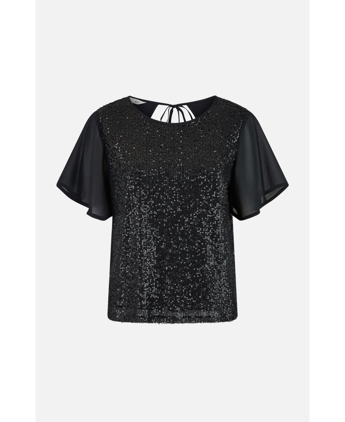 Yumi Women's Sheer Short Sleeve Sequin Top