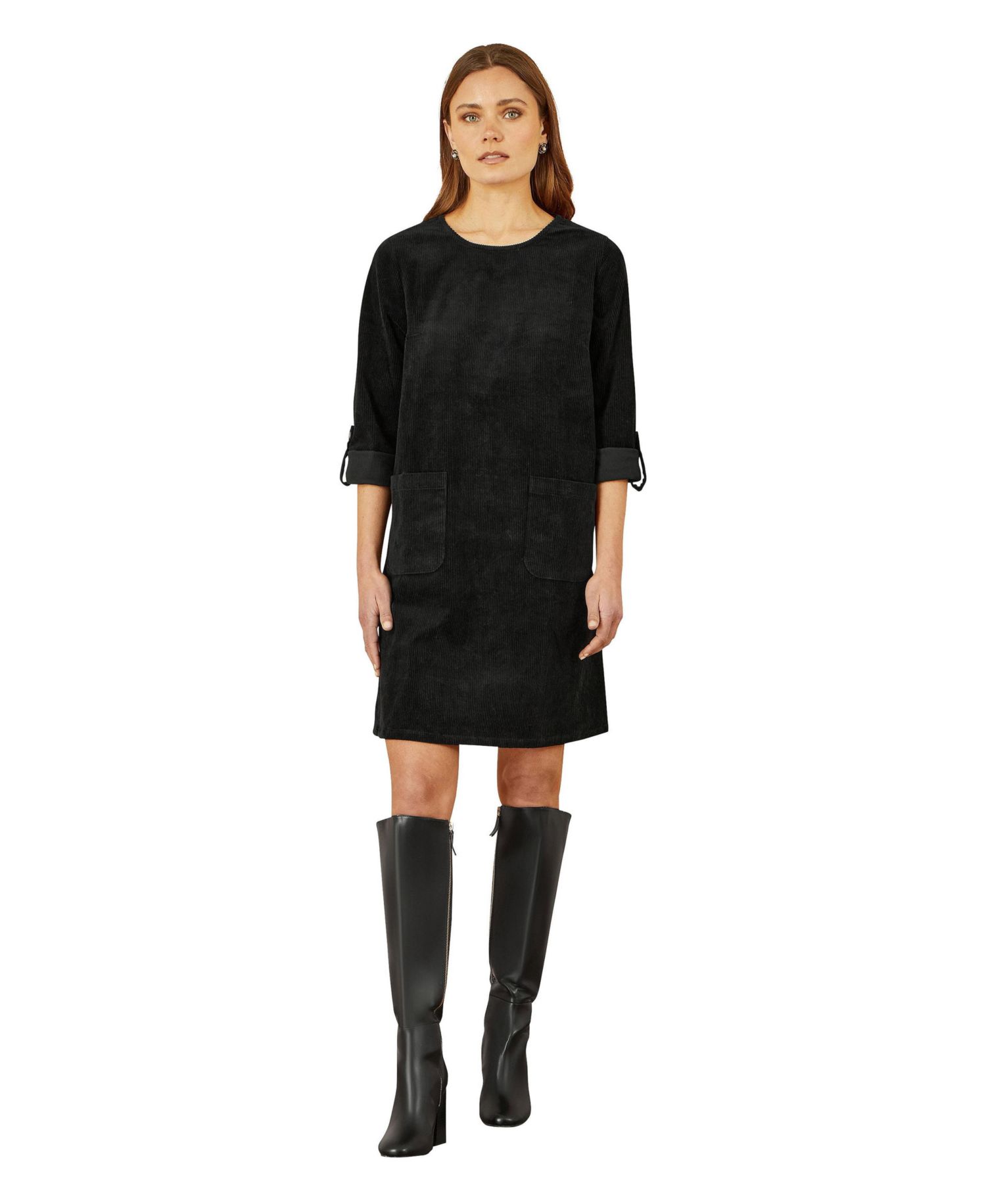 Women's Cord Tunic Dress With Pockets
