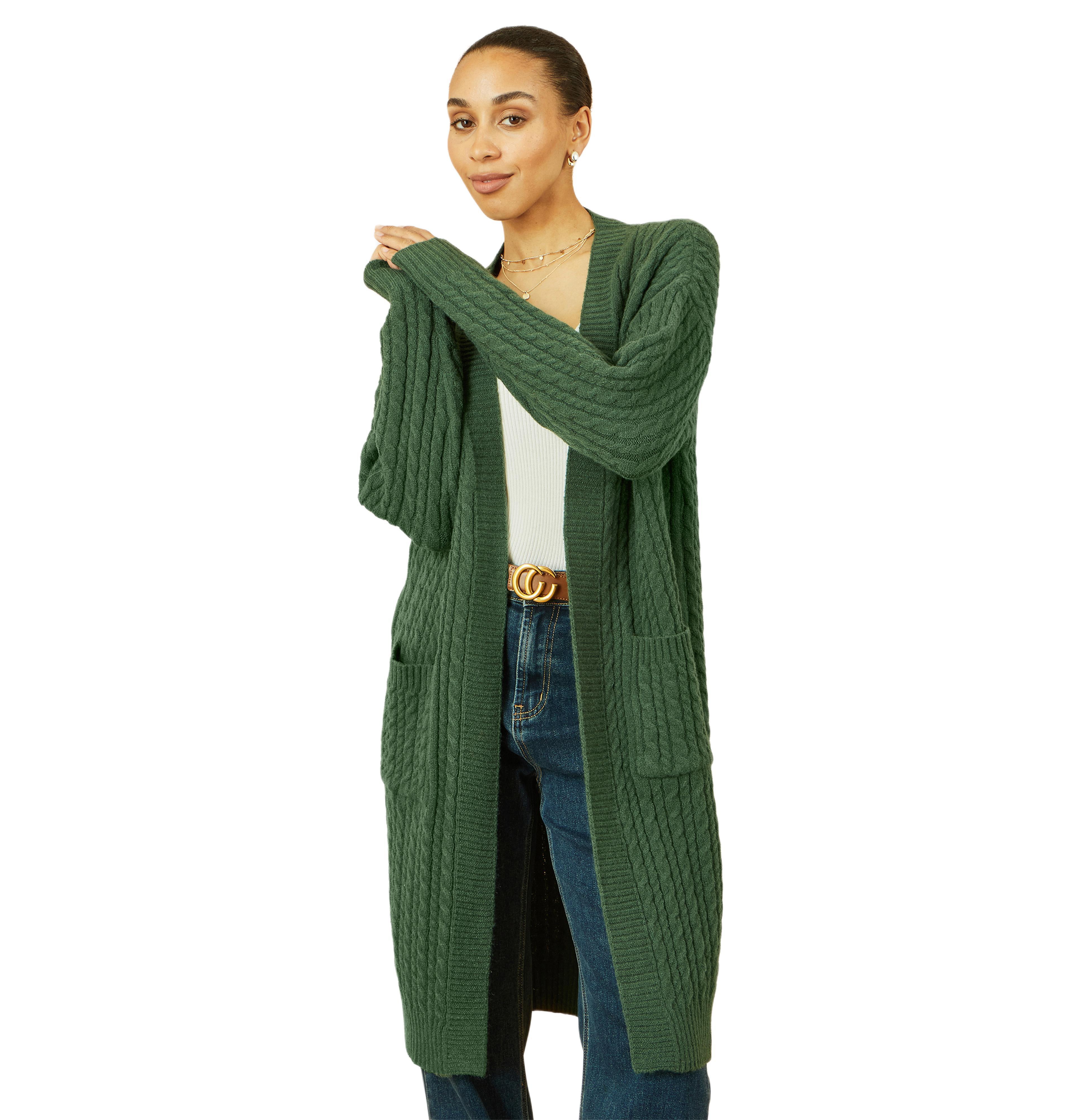 Yumi Women's Cable Knit Long Sleeve Cardigan