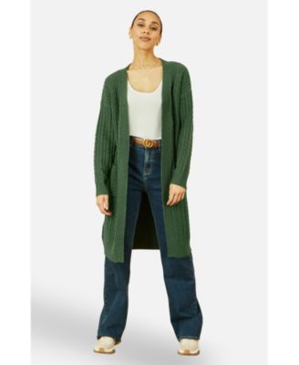 Women's Cable Knit Long Sleeve Long Cardigan