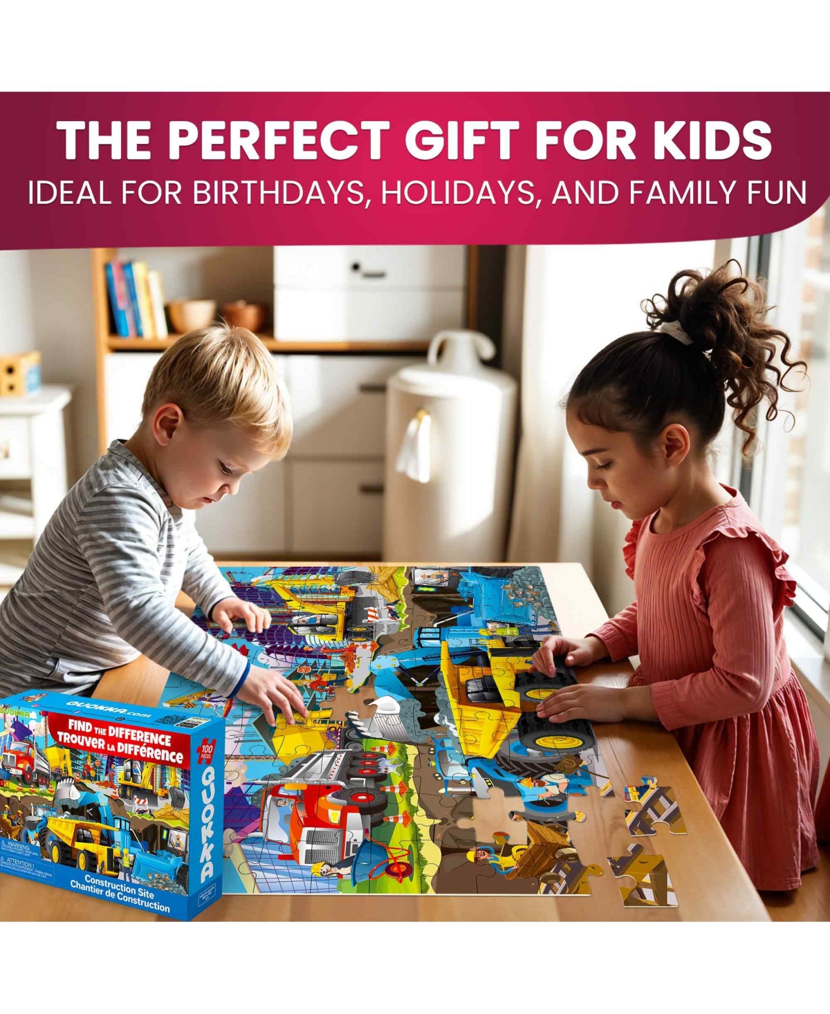 Quokka 3x100 Pcs Puzzles for Kids - Park, Wild Africa, Construction