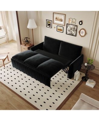 70.9" Pull Out Sofa Bed, 3-Seat Velvet Convertible Sleeper Couch with 2-in-1 Pillow Blanket Set for Living Room or Guest Room