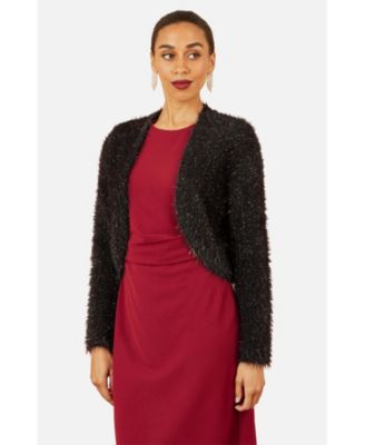 Women's Metallic Fluffy Eyelash Bolero