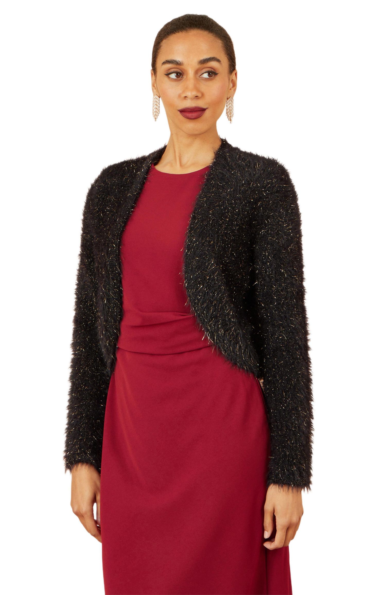 Women's Metallic Fluffy Eyelash Bolero