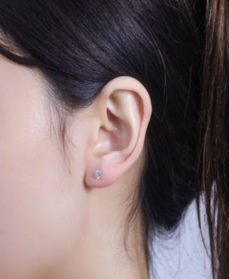 Trio Cubic Zirconia, Mother of Pearl and Heart Flat Back Earrings Set