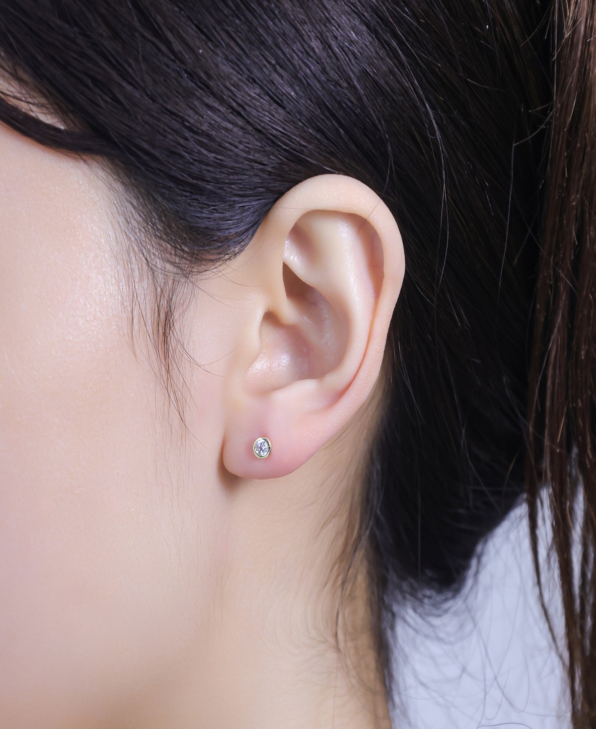 Unwritten Trio Cubic Zirconia And Mother Of Pearl Flat Back Earrings Set In Gold