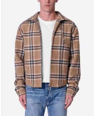 Men's Plaid Flannel Front Zip Jacket