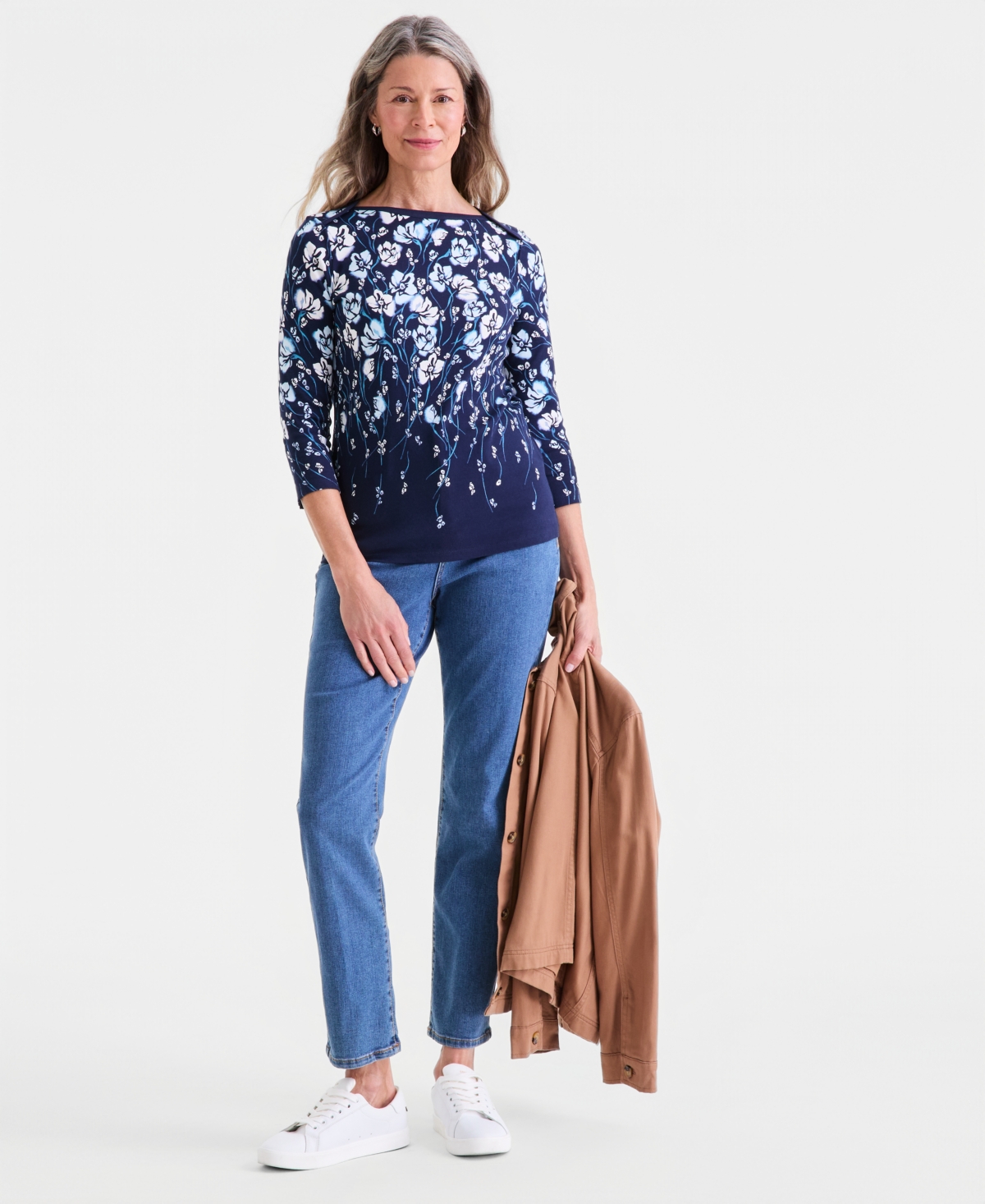 Style & Co Petite Boat Neck Top, Macy's Exclusive