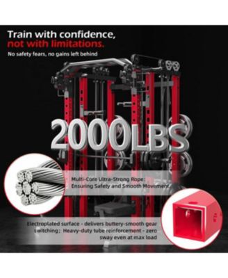 Smith Machine 2000lbs Crossover Machine with LAT Pulldown Strength Training Power Cages.