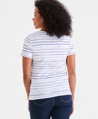 Women's Cotton Short-Sleeve Scoop-Neck Top, Exclusively at Macy's