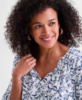 Women's Printed Flutter-Sleeve Top, Macy's Exclusive