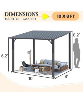 10'X8' Hardtop Gazebo Outdoor Pergola Lean to Metal Pergolas