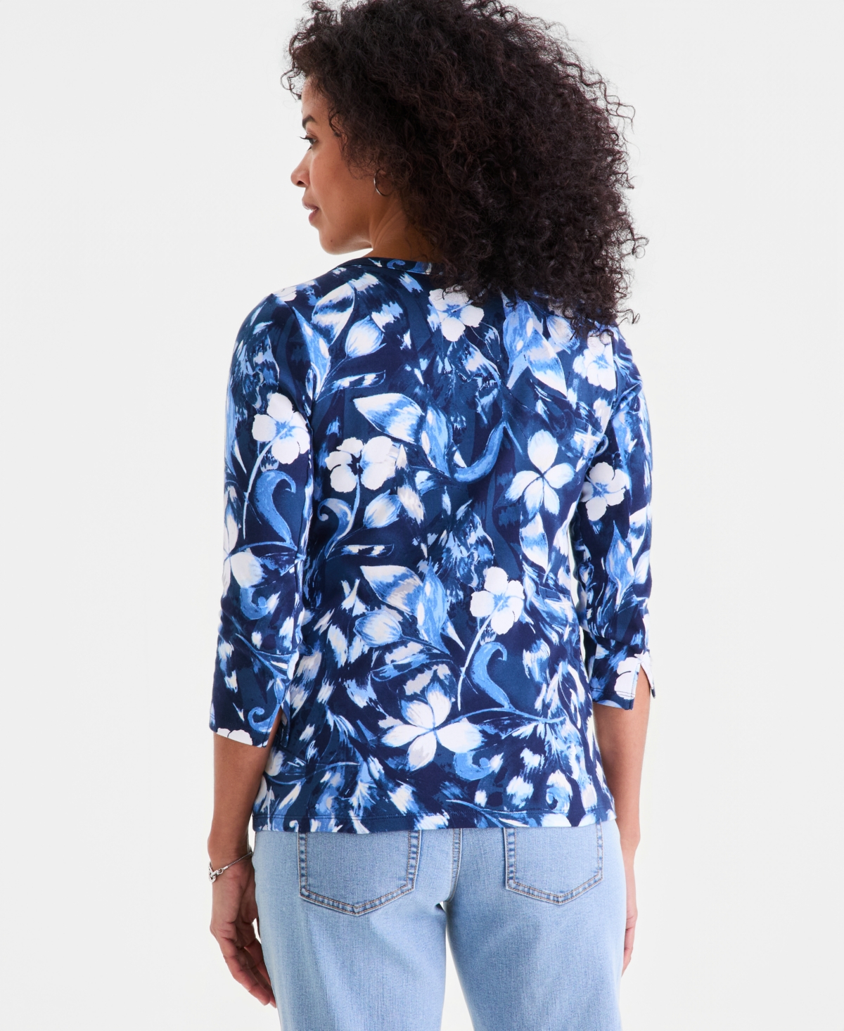 Style & Co Women's Pima Cotton 3/4-Sleeve Boat-neck Top