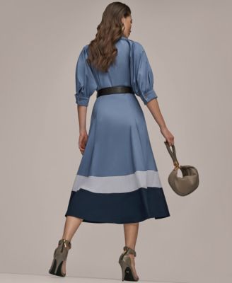 Women's Collared Belted Midi Dress