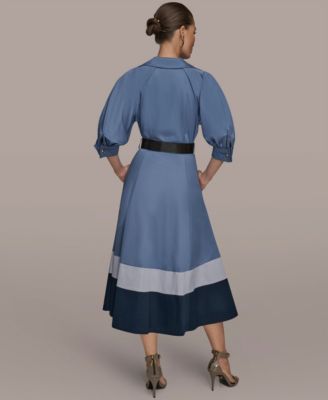 Women's Collared Belted Midi Dress