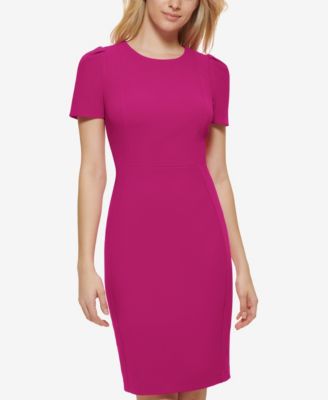Women's Short-Sleeve Scuba Sheath Dress