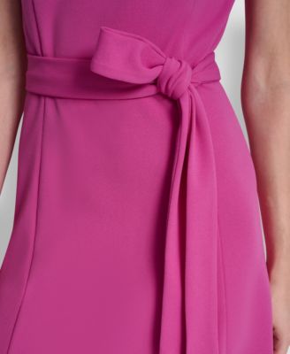 Women's Sleeveless Boat Neck Scuba Crepe Midi Dress