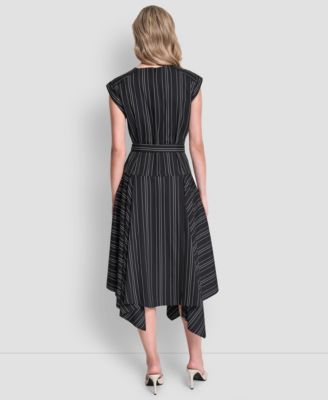 Women's Cap-Sleeve Asymmetric Hem Midi Dress