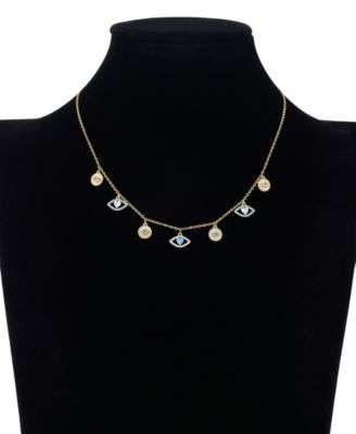 Mother of Pearl Inlay, Clear Black Turquoise, Evil Eye Turquoise and Clear Heart Necklace