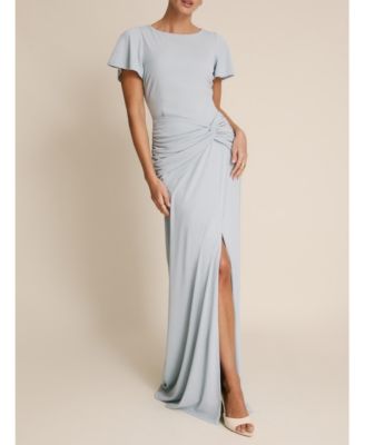 Women's Knot Panel Flutter Sleeve Stretch Dresses