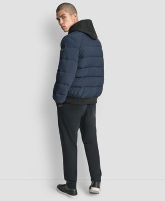 Men's Hooded Quilted Puffer Bomber Jacket