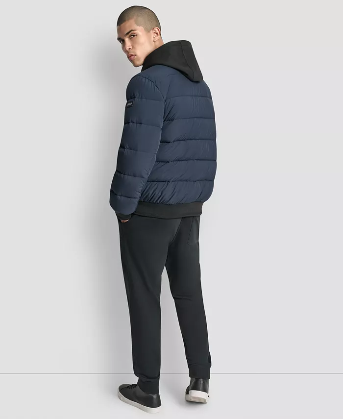Men's Hooded Quilted Puffer Bomber Jacket - thumbnail 8