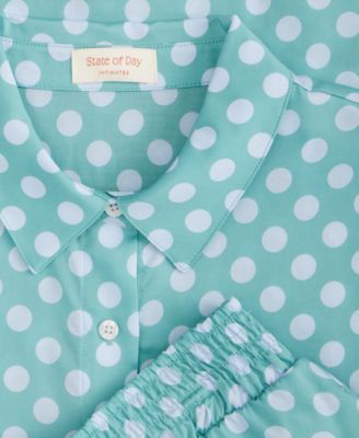 Women's Woven Top & Ruffle Shorts Pajamas, 2-Piece Set