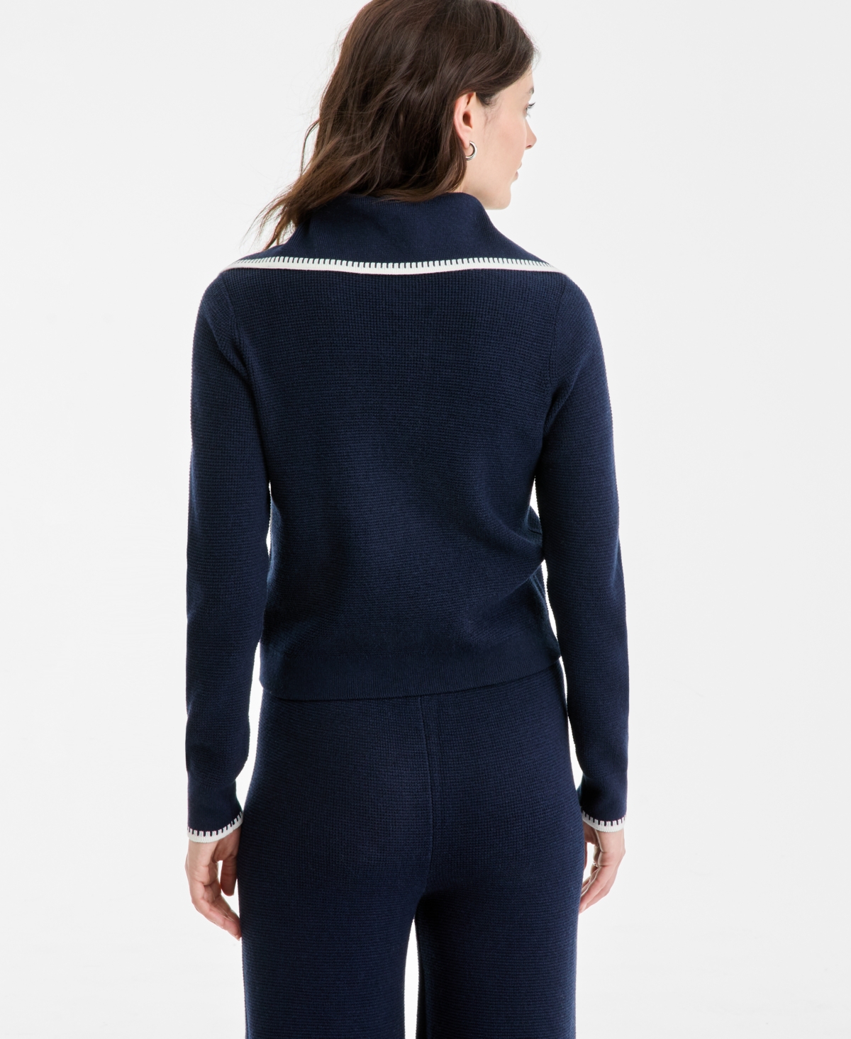On 34th Women's Tipped Collared Zip-Up Cardigan, Macy's Exclusive