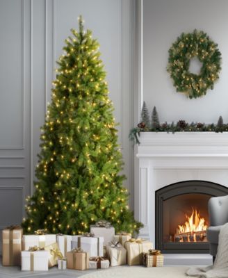 National Tree 6.5' "Feel Real" Downswept Douglas Fir Hinged Tree with 650 Clear Lights