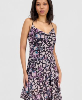 Juniors' Chiffon Asymmetrical Sleeveless High-Low Dress