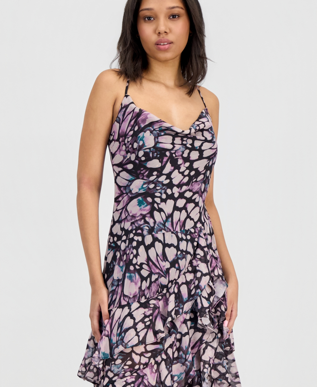 14th Place Juniors' Chiffon Asymmetrical Sleeveless High-Low Dress