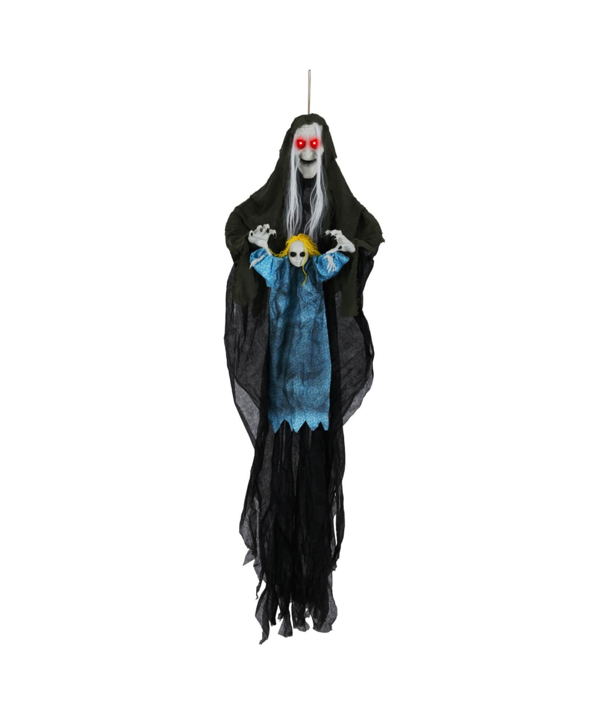 Costway Halloween Decoration 6 11” Sound-Activated Witch Holding Ghost Girl Spooky Sound