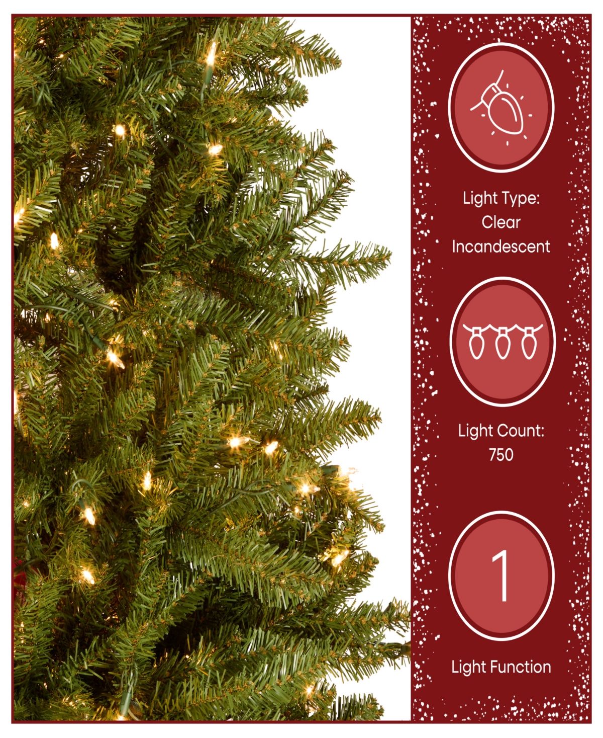 National Tree Company 7.5' Dunhill Fir Hinged Tree with 750 Clear Lights