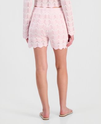 Juniors' Chevron Pointelle Shorts
