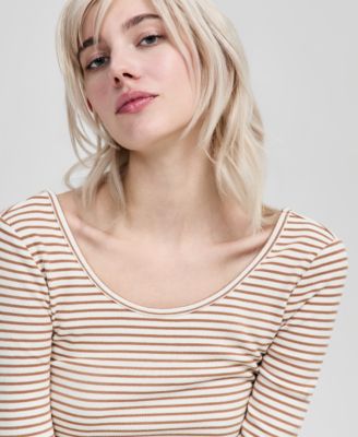 Women's Striped Double-Scoop Top