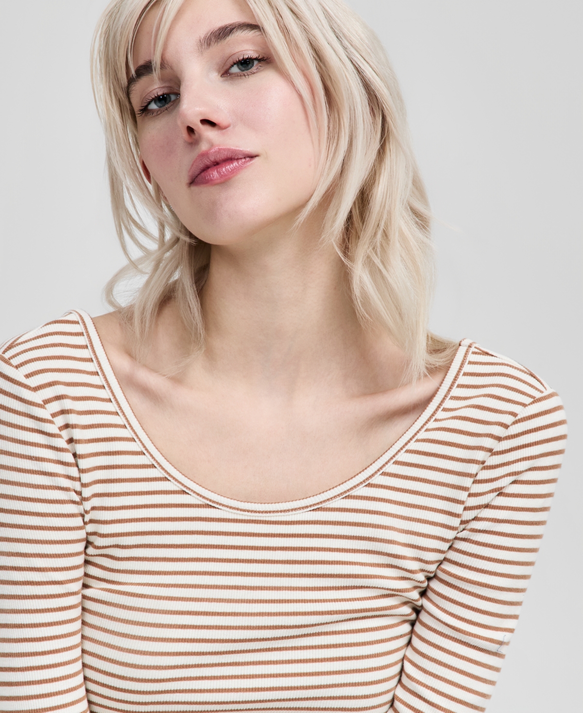 And Now This Women's Striped Double-Scoop Top, Macy's Exclusive