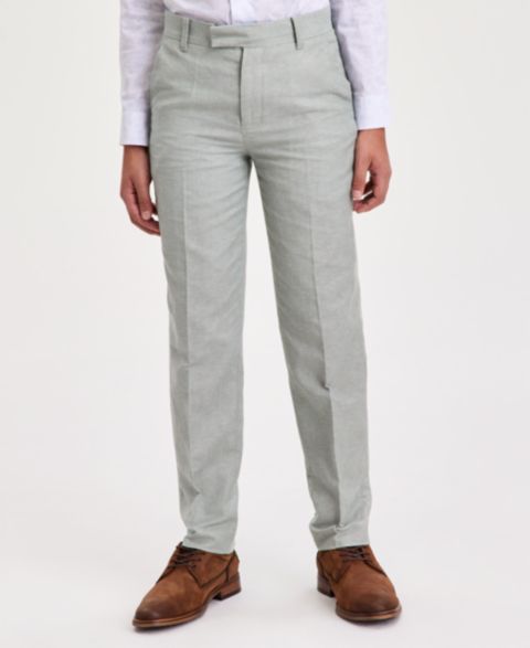 Брюки Calvin Klein Green Tri-Blend Linen Suit Pants для мальчиков, цвет: Зелёный