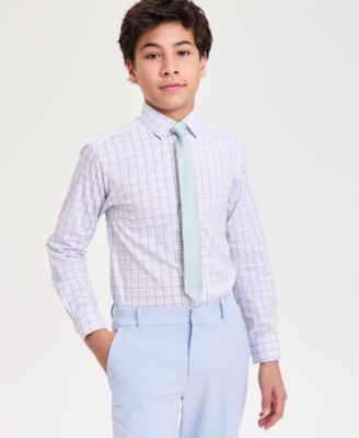 Boys' 8-20 Stretch Tribeca Check Dress Shirt with Tie